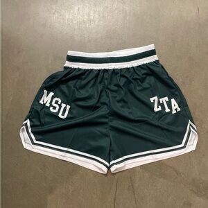 Green Women's Athletic Shorts MSU ZTA Sorority